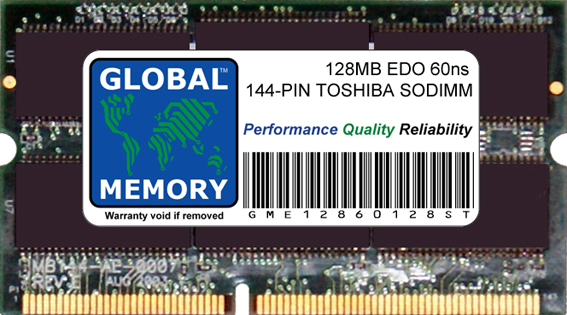 128MB EDO 60ns 144-PIN LOW PROFILE SODIMM MEMORY RAM FOR TOSHIBA LAPTOPS/NOTEBOOKS